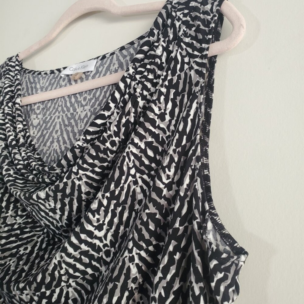 Calvin Klein Women's Printed Top Large Sleeveless Cowl Neck Business Casual Work - Picture 5 of 10